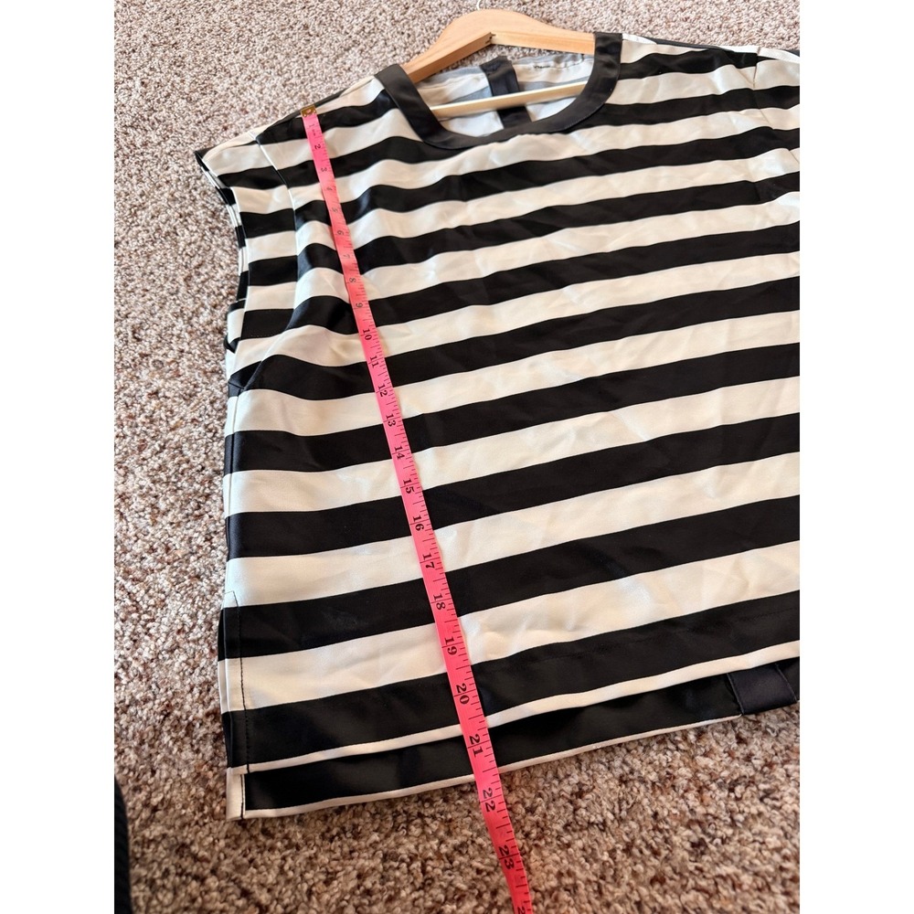 Black White Striped‎ Sleeveless Top Tunic Blouse Womens Size M Nordstroms - Picture 5 of 7